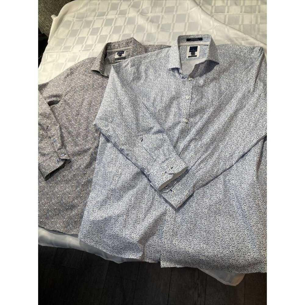 2 X Daniel Hechter Paris Mens Striped  Multicolored Dress Shirt XXL